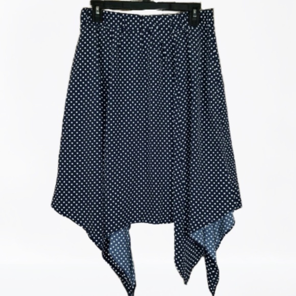 ELLE Blue Polka Dot Handkerchief Hem Retro Skirt Small NWT - Picture 5 of 8